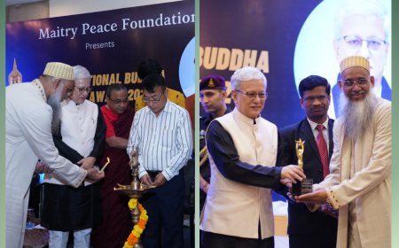 Mustafa Yusufali Gom Honored with International Buddha Peace Award by Telangana Governor