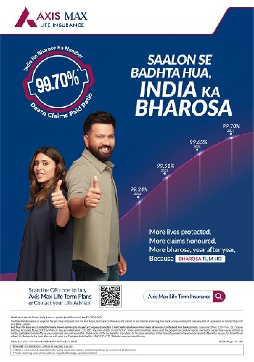 Axis Max Life Achieves Highest-Ever Claims Paid Ratio of 99.70% in FY25; Surpasses 99% Benchmark for Sixth Consecutive Year